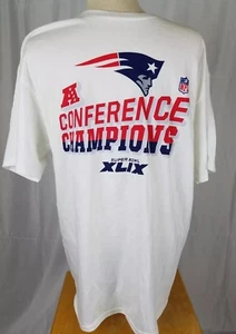 Patriots Men Large White NFL 2013 Conference Champ Short Sleeve Majestic T-Shirt - Picture 1 of 3