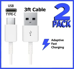 Paquete de 2 cables USB C de carga rápida en color blanco para Galaxy S8 S9 S10 - Picture 1 of 10