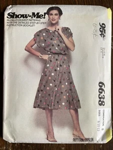80er Jahre ungeschnitten McCall’s Show Me Schnittmuster 6638 Misses Kleid 3 Größe 8 10 12 - Bild 1 von 2