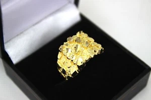 Auténtico anillo pepita de oro 10k tallas 6-13 - Imagen 1 de 6