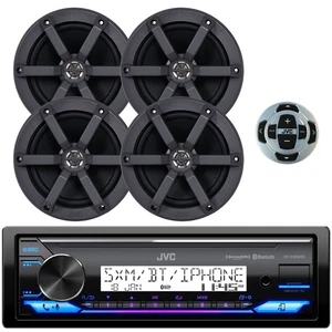 JVC KD-X38MBS 1 DIN Bluetooth USB LED Stereo Receiver, 4x 6.5" Speakers, Remote - Picture 1 of 5