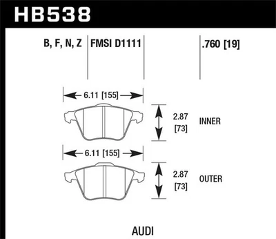 Front Disc Brake Pad Set for 2009-2011 Audi TTS Quattro Foto 1 de 4