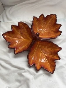 Better Homes & Gardens HERITAGE COLLECTION 12" 3 Part Relish Dish Harvest Leaves - Picture 1 of 4