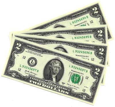 (4) UNC Series 2017 A $2 TWO Dollar Notes w/Consec. S/N's - NEVER IN CIRCULATION - Image 1 of 3