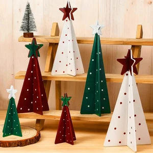 12 Piezas Decoración Navidad 4 Tamaños Madera Árbol Letrero con Mesa Estrella Decoración... - Imagen 1 de 6