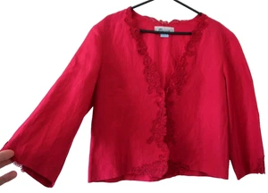MONSOON Raspberry Silk & Linen Cardigan Crop Cover-up Size 12 Stunning VTG - Picture 1 of 4