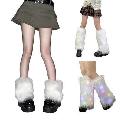 LED Faux Furs Leg Warmer Party Costumes Warm Fuzzy Leg Warmer Boot Cuffs Cover - image 1 of 4