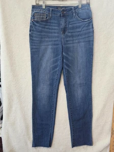 Judy Blue Jeans Size 9/29 Distressed Slim Fit Blue Stretch Raw Hem Ankle - Picture 1 of 15