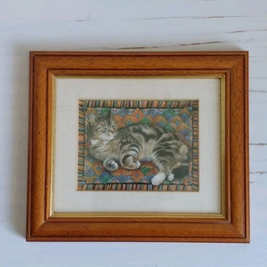 Lesley Anne Ivory Cat Print Framed Vintage 90s M&S 23.5x20.5cm Animal Print #2 - Picture 1 of 15