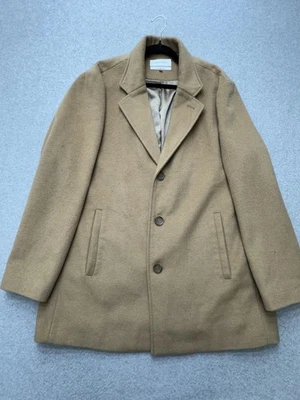 Calvin Klein Coat Mens XL Camel Wool Cashmere Blend Peacoat Classic Overcoat - Image 1 of 4