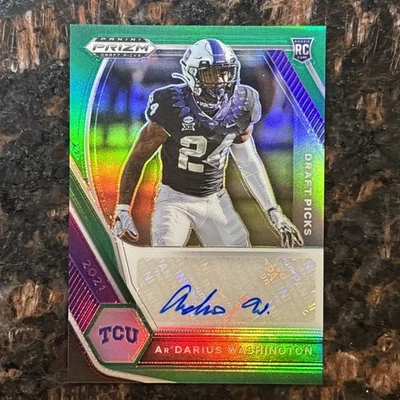 2021 Panini Prizm Draft Picks Green Autographs Ar’Darius Washington #DPA-ARD - Image 1 of 2