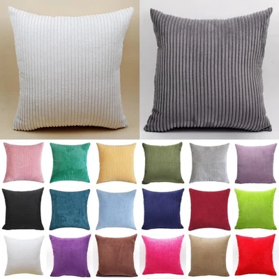 UK Corduroy Plush Jumbo Cord Plain Cushion Cover Pillow Case Home Decor 12"- 28" - Image 1 of 4