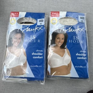 X2 Vintage Playtex Bra Size 44DD 4693 18 Hour Comfort Strap Wire-Free Bra Beige - Picture 1 of 5