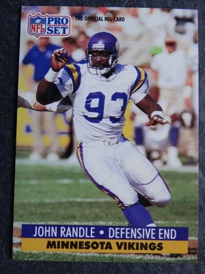 Tarjeta de fútbol americano de novato 1991 Pro Set #835 John Randle Vikings RC Salón de la Fama Foto 1 de 2