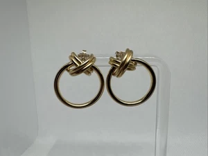 Schöne 14K Gelbgold Ohrringe runde Creolen Türklopfer Pfosten Röhre, 1,13g - Bild 1 von 16