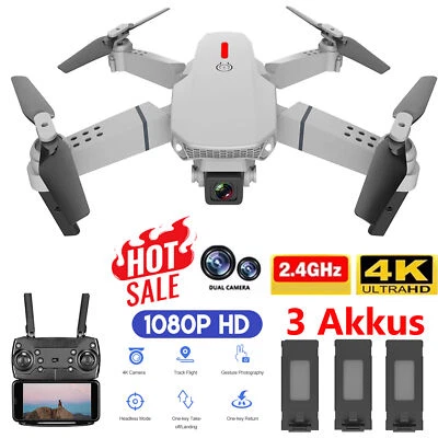 Faltbar WIFI FPV Drohne Mit 4K Kamera Selfie Quadrocopter RC Drone mit 3Akku - Bild 1 von 4