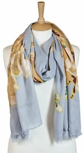 Damenschal grau gelb abstrakt Orchidee Blumendruck ~ Quintessenz Cambridge - Bild 1 von 2