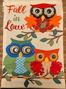 Evergreen Autumn Owls - 2 Sided 12.5" x 18Garden Flag - Brand New - Picture 1 of 5