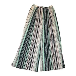 Bar III Women's Striped Pleated Wide-Leg Pants Blue Size Large Casual - Picture 1 of 4