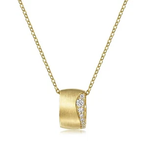 Collar colgante rectangular con circonitas y cadena de anclaje 45 cm plata 925 chapado en oro - Imagen 1 de 3