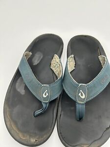 OluKai Holona Men Flip-Flops Water Quick Dry Slip On Blue Sandals Sz 11US/45EUR