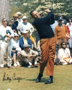 BILLY CASPER HAND SIGNED 8x10 COLOR PHOTO+COA      AMAZING POSE     GOLF LEGEND - Picture 1 of 1