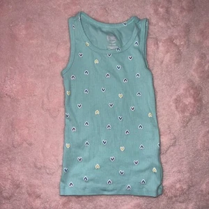 Teal Blue Girls Size XS 4/5 Wonder Nation Sleeveless Heart Shirt Casual Tank Top - Picture 1 of 6