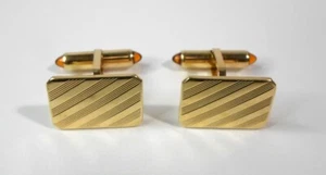 Vintage KREMENTZ ART DECO CUFFLINKS Amber Glass Bullet Ends Striped Design .75" - Picture 1 of 8