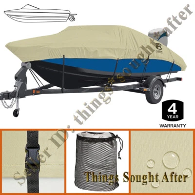 Waterproof Trailerable V-Hull Boat Storage Cover 17 18 19' ft to 102" Beam Width - Image 1 of 4