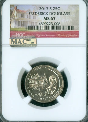 2017 S FREDERICK DOUGLASS QUARTER NGC MS67 MAC SPOTLESS * - Image 1 of 2