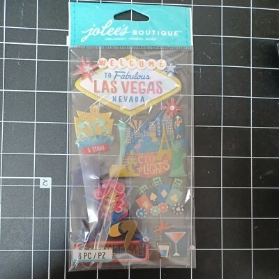 SCRAPBOOK STICKER Title Travel Las Vegas Nevada Show gamble money fountain drink - Изображение 1 из 3