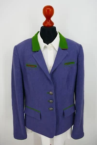 Blazer traditionnel femme tailleur Janker taille 36 100% lin bleu gris excellent état - Photo 1/8