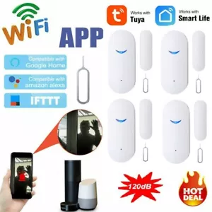 4-Pack WiFi Wireless Smart Door Window Sensor Safe Alarm for Alexa Google Home - Picture 1 of 16