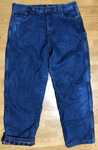 Jeans Redhead blu uomo 40x32 plaid foderato in flanella 100% cotone 5 tasche denim - Foto 1 di 5