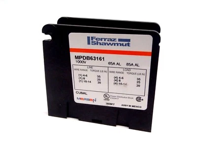 Ferraz Shawmut Mersen MPDB63161 Power Distribution Block 1000V 65A AL 85A AL - Image 1 of 3