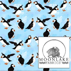 Circus of Puffins Repeat 100% Quality Cotton Poplin Fabric * Exclusive * - Picture 1 of 6
