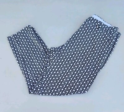 Pantalones para mujer H&M blancos negros al tobillo de algodón elásticos ajustados estampado geométrico talla 10 Foto 1 de 4