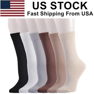 Women Bamboo Socks Soft Thin Women's Crew Sock  Seamless Toe Viscose Bamboo Dres - Picture 1 of 9