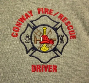 CONWAY FIRE DEPARTMENT lrg button-down shirt Rescue Driver embroidery Arkansas - Picture 1 of 2