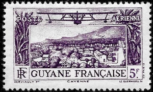 1933 French Guiana AIR MAIL S#C6 AIRPLANE MvLH OG Gayenne VF - Picture 1 of 2