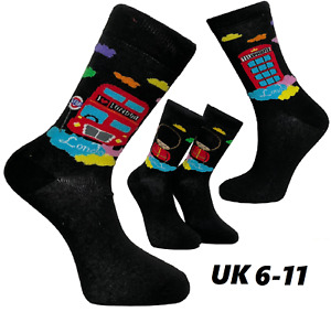 London Rainbow Socks Men's Multicolor Cotton Guard Bus Telephone Xmas Socks 1P