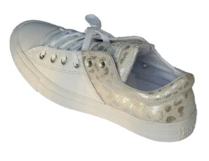 Converse CTAS Sneaker weißes Leder silber Tiermotiv Lo-Top Damen Größe 9 - Bild 1 von 11