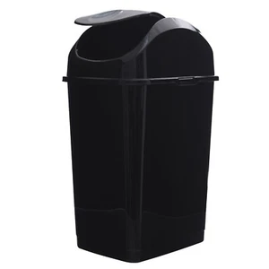 Superio 9.2 Gal Plastic Trash Can with Swing Top Lid – Black - Picture 1 of 3