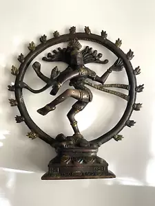 Shiva Nataraja danza indiana bronzo vintage; statua Shiva Shiva Shiva del signore della danza 8" - Foto 1 di 10