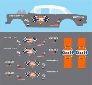 1/64 Decals for Hot Wheels ' GULF RACING ' 55 Chevy Gasser Bell Air 09 - Picture 1 of 4