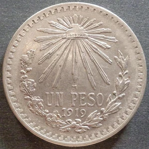 Mexico, Silver 1 Peso, 1919M, toned - Picture 1 of 2