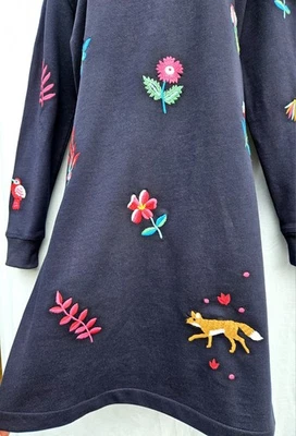Boden Lagenlook Navy Embroidered Stretch Sweatshirt Dress size 12L Excellent con - Image 1 of 4