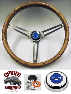 Chevrolet 1969-1988 volante madera pajarita azul 15" muscle car Foto 1 de 4