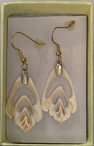 Two Inch Natural Seashell Pierced Earrings - Picture 1 of 2
