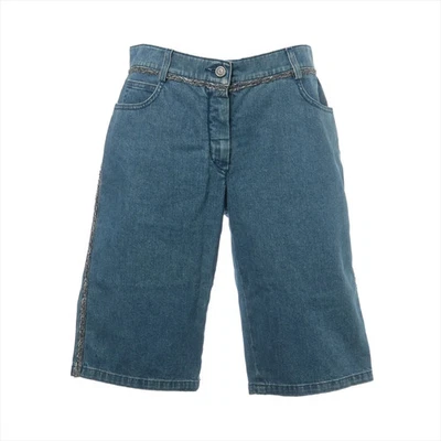 Chanel Coco Botón 06P Algodón y Poliuretano Denim Pantalones 38 Damas Azul P28661 Foto 1 de 4